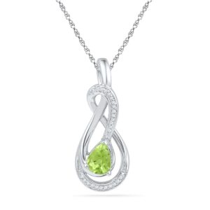 Peridot With Sterling Silver Diamond Pendant