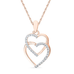 18 kt Rose Gold Dual heart Diamond Pendant
