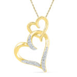 18 Kt Gold Heart In Heart Diamond Pendant