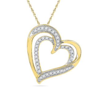 18 Kt Gold You N Me Heart Diamond Pendant