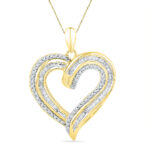 18 Kt Gold Glittery Heart Diamond Pendant