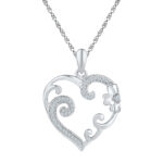 Flower Heart Diamond Pendent