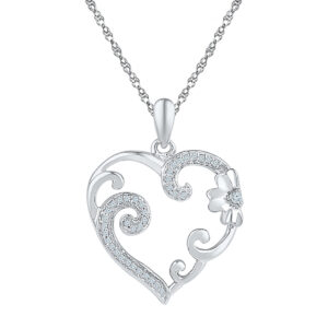 Flower Heart Diamond Pendent