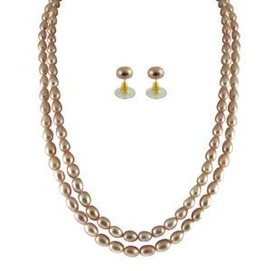 2 String Pink Oval Pearl Set