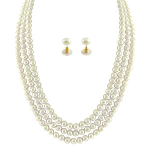 3 Line Potato White Pearl Set