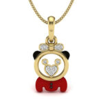 18 Kt Gold Multi Charming Diamond Pendant For Kids