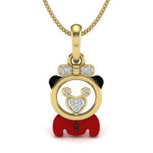 18 Kt Gold Multi Charming Diamond Pendant For Kids