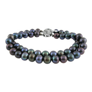 Fashionable Two String Grey Pearl Bracelet