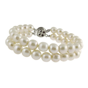 Fashionable 2 Strings White Pearl Bracelet
