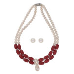 Cherry 2 Lines Round Pearl Necklaces