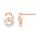 18kt Rose Gold Circular Diamond Earrings