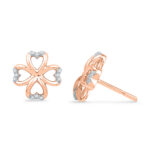 18kt Rose Gold Flowery Heart Diamond Earrings