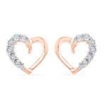 18kt Rose Gold Two Hearts Diamond Earrings