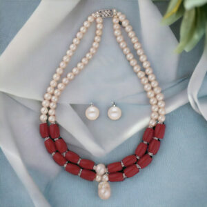Cherry 2 Lines Round Pearl Necklaces