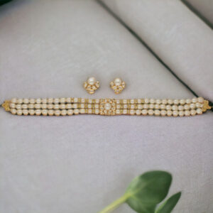 Jasmine 3 Lines Pearl Choker Set
