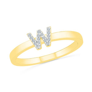 Alphabetic W Diamond Finger Ring