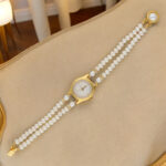 Hiya 2 Lines Round Pearl Wrist Watch