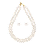 White 2 Lines Round Pearl Necklace