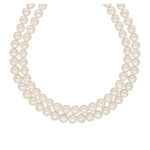 White 2 Lines Round Pearl Necklace