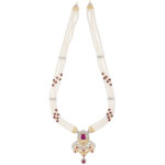 Fenal 3 Strings Button Pearl Necklace