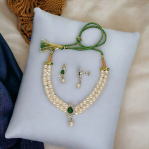 Dual Line White Pearl Choker