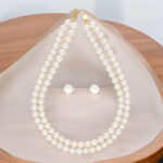 White 2 Lines Round Pearl Necklace