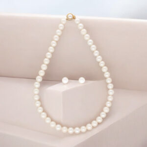 White 1 Line Round Pearl Necklace