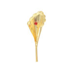 3 Grams Silver Lilly Flower With Red stone