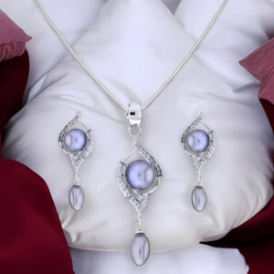 Grey pearl Drop Pendant Set