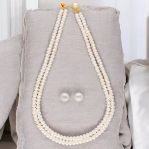2 Line White Button Pearl Set