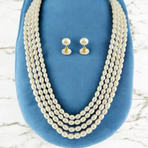4 Strings Oval Pearl Necklace