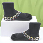 55.96 Grams Latest stones Silver Payal