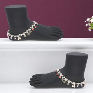 63 Grams Swara Stones Silver Payal