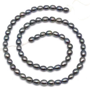 AAA 4-5 MM Black Oval Freshwater Pearl String