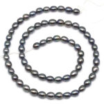 AA Freshwater Pearl 5-6 MM Black Oval Luster Pearl String