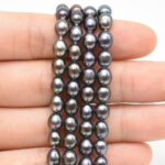 AA Freshwater Pearl 5-6 MM Black Oval Luster Pearl String