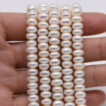 AA Fresh water Button 5-6 MM White Pearl String