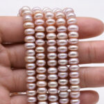 AAA Freshwater Pearl 5-6 MM Peach Button Luster Pearl String
