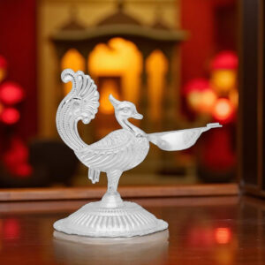 Ethnic Silver Pooja Diya By Sri Jagdamba Pearls