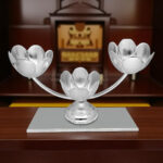 Floral Silver 3 Diya Stand
