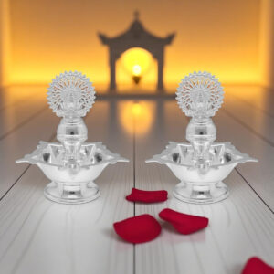 78 Grams Magnificent Peacock Silver Pair Diyas