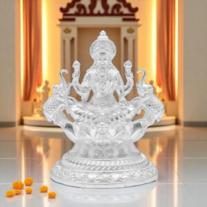 【希少】銀製　自由の女神　置物　面取り ガラスケース　silver970 56 Grams Silver Lotus lakshmi Idol with Elephants – Jagdamba Pearls