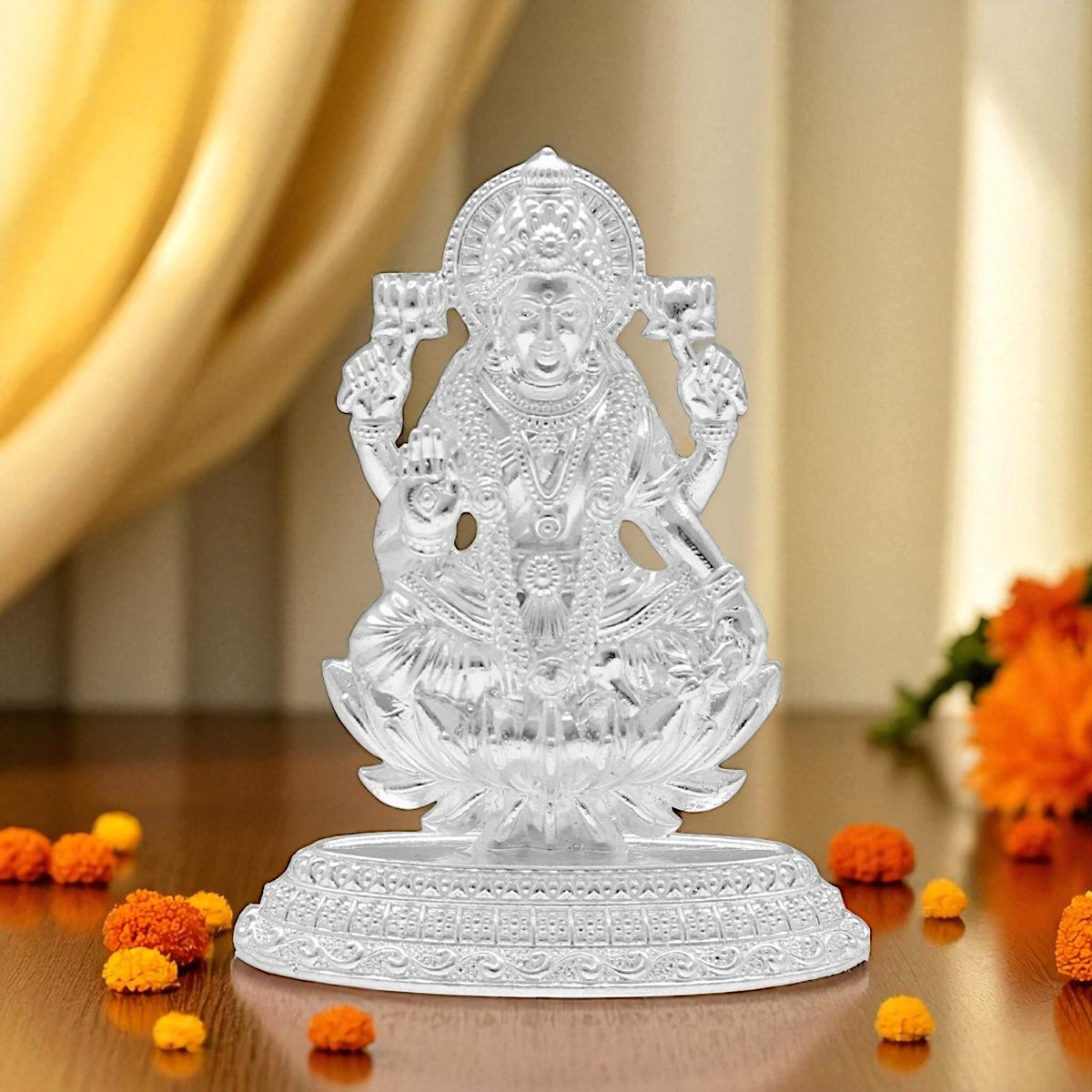 22 Grams Silver Lord Laxmi Idol – Jagdamba Pearls