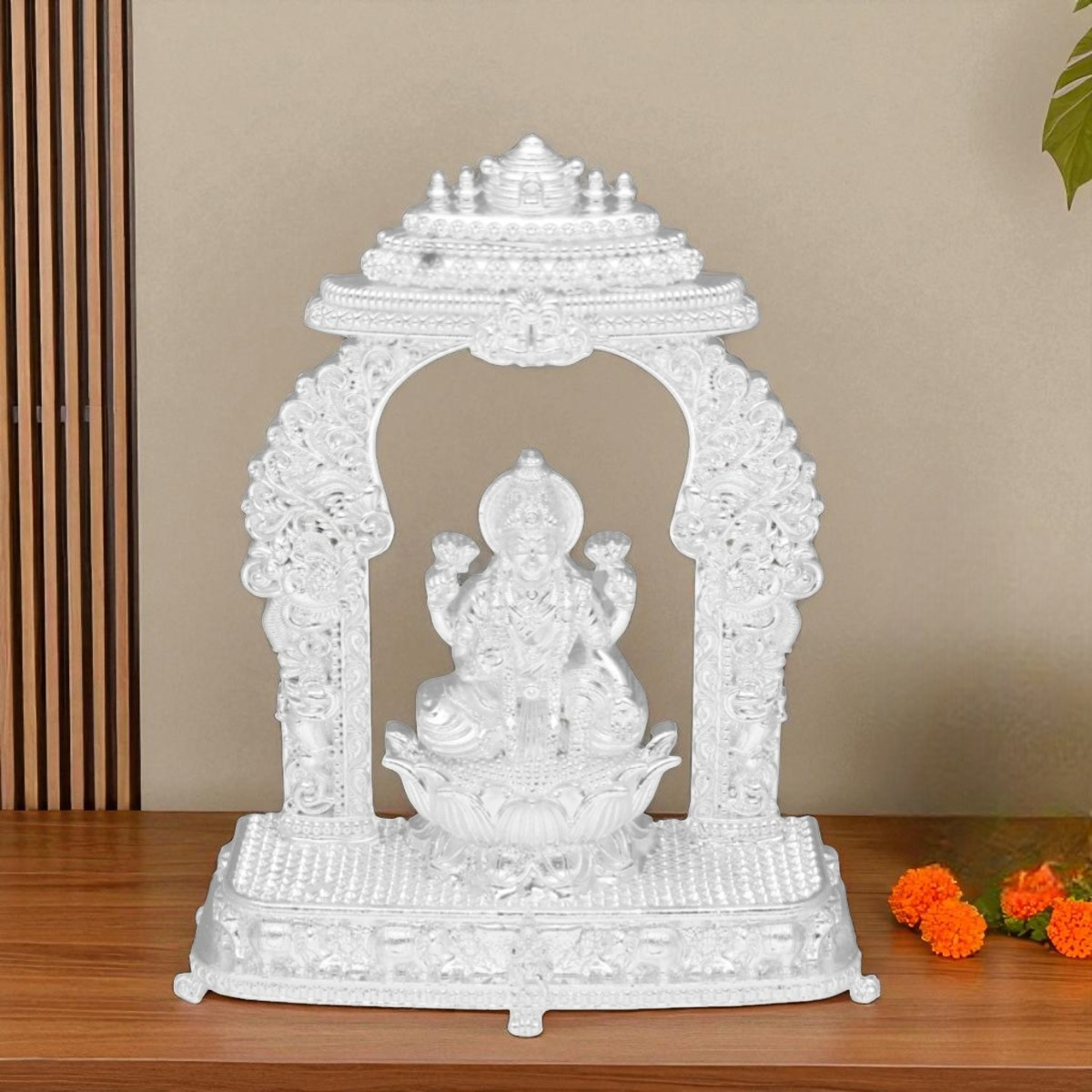 100 Grams Silver Temple Arch Lakshmi Idol – Jagdamba Pearls