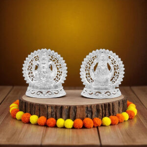 34 Grams Silver Round Ganesh Laxmi Pair Idols (Small)