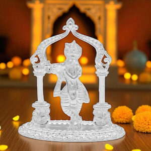 32 Grams Silver Beautiful Standing Flute Krishna Idol