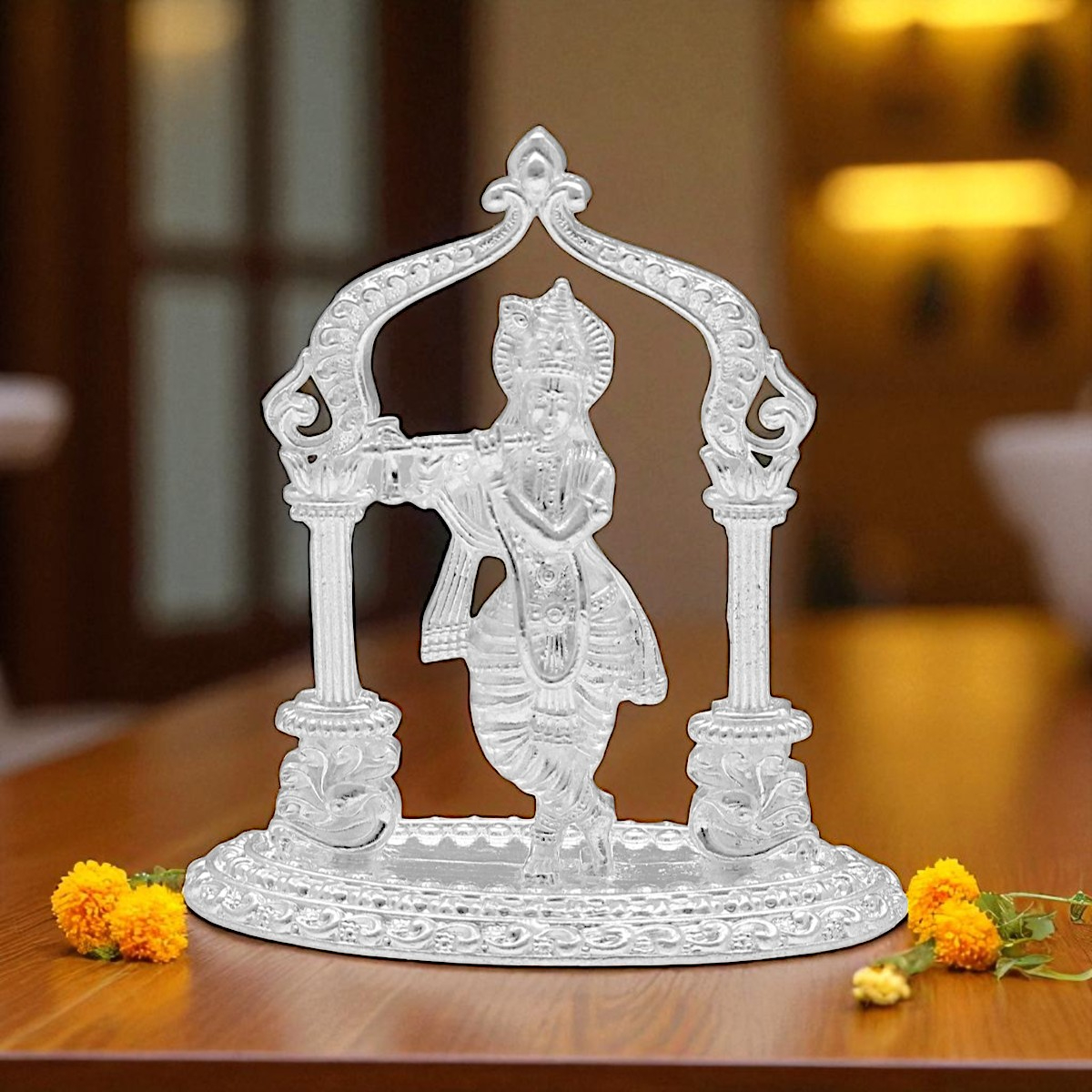 12 Grams Silver Krishna God Idol – Jagdamba Pearls