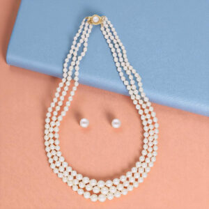 Naomi 3 Lines Round Pearl Set