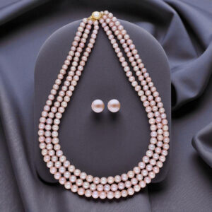 Chanthavy 3 Lines Round Pearl Set