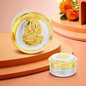 Ganesha Golden Silver Kumkum Dabbi